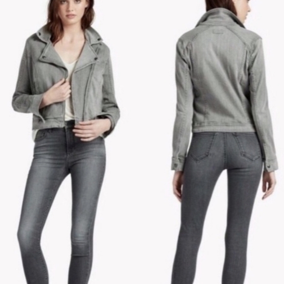 Lucky Brand Denim Moto Jacket Grey Women's Small - Picture 3 of 9